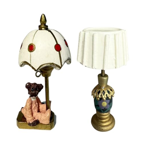 Gogogmee 2 Stück Miniatur Puppenhaus Tischlampen mit Bär und Weißschirm Design Realistische Mini Nachttischlampen als Dekoratives Möbelzubehör für Puppenstuben und Miniatur Szenerien Gogogmee 2 Stück Miniatur Puppenhaus Tischlampen mit Bär und Weißschirm Design Realistische Mini Nachttischlampen als Dekoratives Möbelzubehör für Puppenstuben und Miniatur Szenerien von Gogogmee