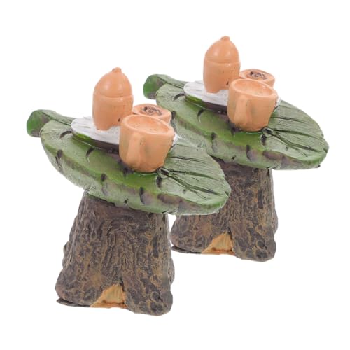 Gogogmee Mini Fake Teetisch Set 2 Stück Harz Miniatur Tisch Für Wohnkultur Und Puppenhaus Zubehör von Gogogmee