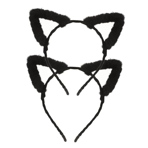 Gogogmee 2 Stück Plüsch Katzenohren Haarreif Flauschige Schwarze Tierohren für Halloween Cosplay und Kostümpartys für Herbst und Winter Warm und Bequem von Gogogmee
