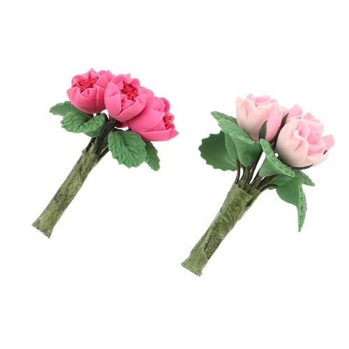 Gogogmee 2 Stück Puppenhaus Dekoration Resin Mini Blumenstrauß Zubehör für DIY Mikro Landschaft Puppenhaus Ausstattung von Gogogmee