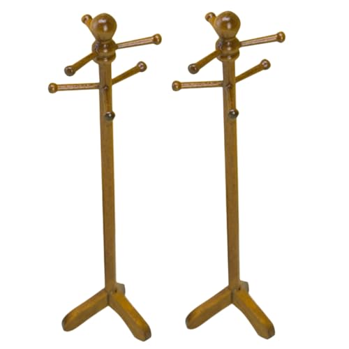 Gogogmee 2 Stück Puppenhauskleidung Rack Puppen-Mannequin-Aufhänger Mini-Schneiderform Min -Kleiderbügel Kleidungsanzeigehalter Mini-Wäscheständer Kleine Kleiderregal Holz Hellbraun von Gogogmee