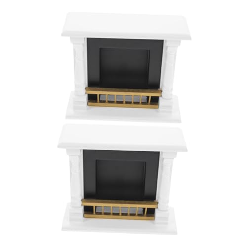 Gogogmee 2 Stück Retro Mini Möbel Dekor Modellmöbel Miniaturmöbel Miniatur Heimeinrichtung Kleines Puppenhaus Zubehör Puppenhaus Kamin Zubehör Kleines Möbel Holz Weiß von Gogogmee