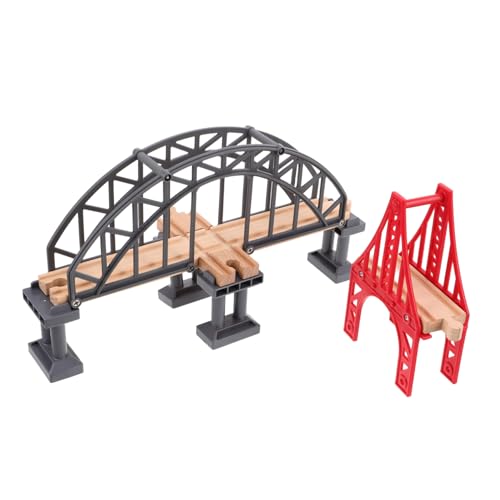 Gogogmee 2 Stück Robuste Holzeisenbahn Brücke für Kleines Zugschienen Modell Langlebig und Sicher Fördert Kreativität und Feinmotorik Erweiterbar für Vielfältige Zugszenen von Gogogmee