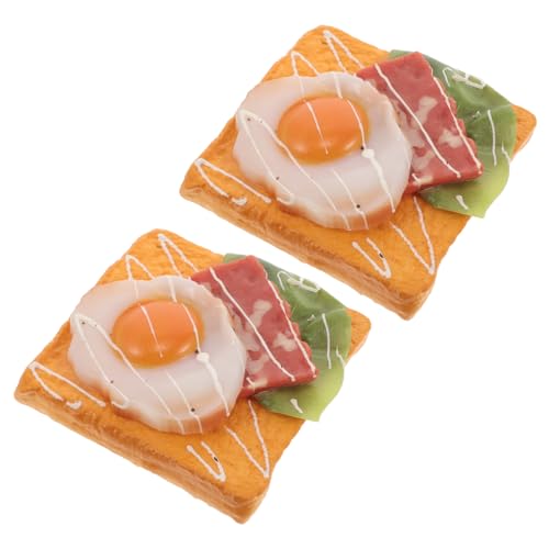 Gogogmee 2 Stück Täuschend Echt Aussehendes Fake Toast mit Spiegelei Langlebiges PU Kunstbrot Modell Detailgetreues Dekor für Bäckerei Restaurant und Food Fotografie von Gogogmee