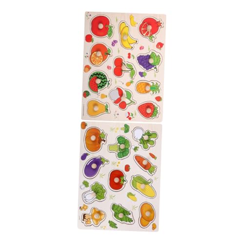 Gogogmee 2 Stück Teiliges Holzpuzzle Obst Gemüse Montessori Lernspielzeug Vorschule Früherziehung Motorik Spiel für Kleinkinder von Gogogmee