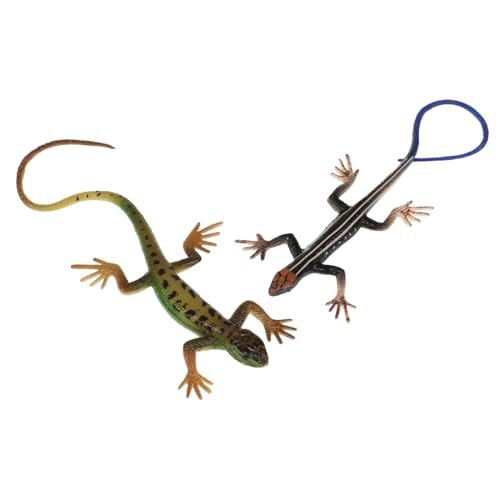 Gogogmee 2 Stück Teiliges Kunststoff Eidechsen Realistische Reptilienfiguren in Grün und Blau Robuste Spielzeugmodelle zur Frühen Bildung und Erkennung für Sammeln von Gogogmee
