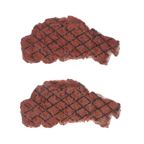 Gogogmee 2 Stück Teiliges Realistische Steak Modelle aus Kunststoff Lebensechte Food Toys für Dekorative Steak Attrappen für Fotografie Partydeko und Braune Grillspielzeug Deko von Gogogmee