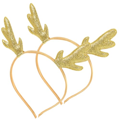 Gogogmee 2 Stück Weihnachtliche Rentier Haarreifen mit Goldfarbenen Pailletten Dekorative Strapazierfähige Haarbänder für Party Kostüm und Fotoshooting von Gogogmee