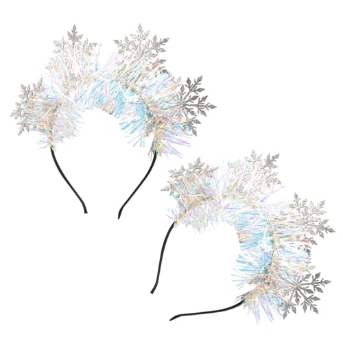 Gogogmee 2 Stück Weihnachtlicher Schneeflocken Haarreif mit Glänzendem Metallic Look Festlicher Haarschmuck für Party und Winterdeko Bequem und Langlebig Vielseitig Kombinierbar von Gogogmee