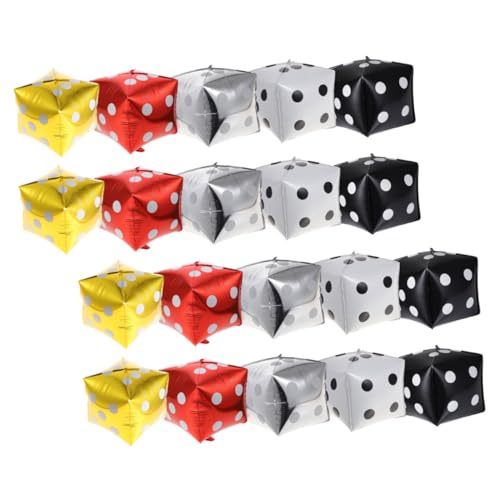 Gogogmee 20 Stücke Luftballons 12 Zoll Würfel Ballons Dekoration für Spieleabende Party Hintergrund Aluminiumfolienballons für Themenpartys von Gogogmee