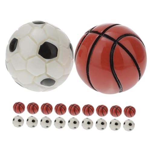 Gogogmee 20 Stück Fußball Basketball Modell Mini Fußball Mini Basketball Fußball Ornamente Mini Sportbälle Puppen Basketball Spielzeug Winzige Ball Dekore Harz von Gogogmee