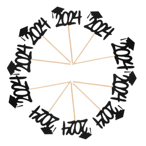 Gogogmee 20 Stück Teiliges Graduation Cupcake Toppers Abschluss Party Tortendeko Schwarze Papier-motiv Picks Kreative Cake Decorations für Abschlussfeier und Schulabschluss von Gogogmee