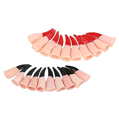 Gogogmee 20 Stück Teiliges Halloween Hexen Fingernägel Mehrzweck Deko Fake Finger in Rot und Schwarz Wiederverwendbare Gruselige Party Requisite für Kostüme und Horror Szenen von Gogogmee