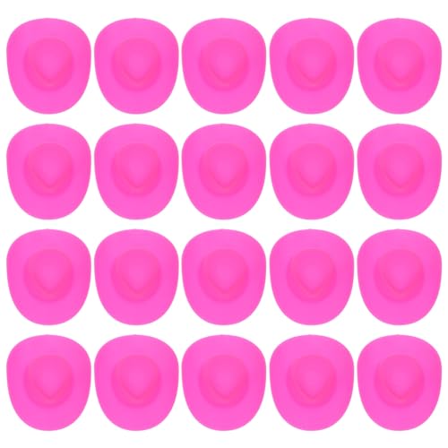 Gogogmee 20 Stück Teiliges Miniaturspielzeug Cowboyhut aus Robustem Kunststoff Zierliche Mini Puppenhüte für DIY Basteln Puppendekoration und Zubehör Leicht und Kompakt Rosa von Gogogmee