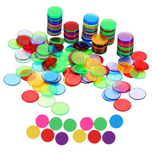 Gogogmee 200 Stück Kunststoff Chips Bunte Transparente und Opake Spielmarken für Bingo Poker Lernspiel Zubehör zum Zählen Sortieren und Gruppieren von Gogogmee