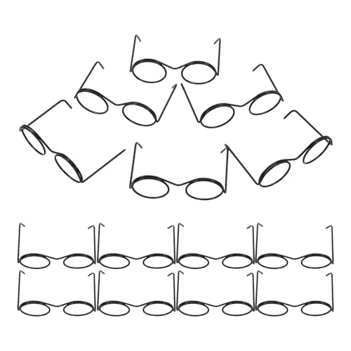 Gogogmee 20Stücke Mini Puppenbrillen Schwarz Runde Rahmen Puppen Zubehör für DIY Projekte Dekorative Sonnenbrillen für Puppenhaus Exquisites Puppen Accessoire von Gogogmee