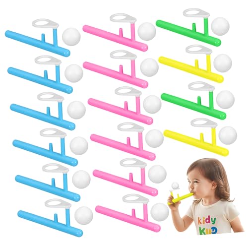 Gogogmee 24 Stück Teiliges Balance Blowing Ball Spiel mit Farben Tragbares Vielseitiges Blasballspiel für Kleinkinder und Familien Fördert Teamwork Kommunikation und Farblernen Für Drinnen von Gogogmee