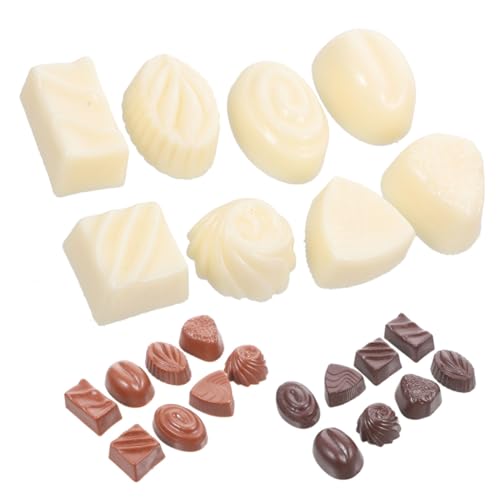 Gogogmee 24 Stück Teiliges Realistische Künstliche Schokoladenmodelle aus PVC Farblich Sortiert Schwarz Braun Weiß Dekorative Fake Candy Props für DIY Projekte Schaufenster und von Gogogmee