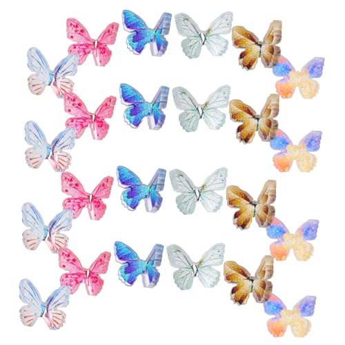 Gogogmee 24Stücke Mini Schmetterlingsfiguren Mikro Landschaftsdekoration für Puppenhäuser Mini Ornamente für Fenster Leuchtende Deko für Kreative Projekte von Gogogmee