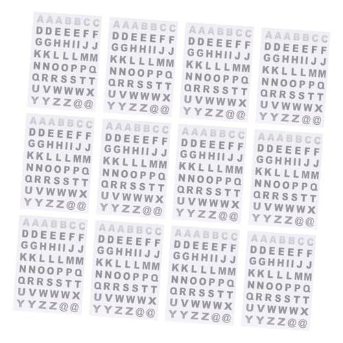 Gogogmee 25 Blatt Buchstabenaufkleber Alphabet -Aufkleber Englischer Briefaufkleber Transparenter Aufkleber Silber von Gogogmee