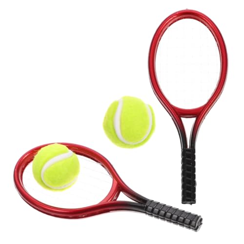 Gogogmee 2Sätze Mini Tennisschläger Set für Puppenhäuser Teiliges Zubehör mit Bällen für Kreatives Rollenspiel und Dekoration Fördert Fantasievolles und Sportliche Aktivitäten von Gogogmee