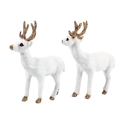 Gogogmee 2Stücke Plüsch Sika Hirsch Statuen Kuscheltier Dekoration für Kinderzimmer Wohnzimmer Weiche Hochwertige Plüschtiere mit Süßem Design für Weihnachten von Gogogmee