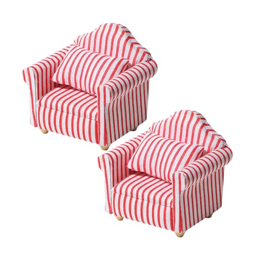 Gogogmee 2Stücke Puppenhaus Möbel Teiliges Sofa für Puppenhaus Streifen Puppenzubehör für Kreatives für DIY und Szenenerstellung von Gogogmee