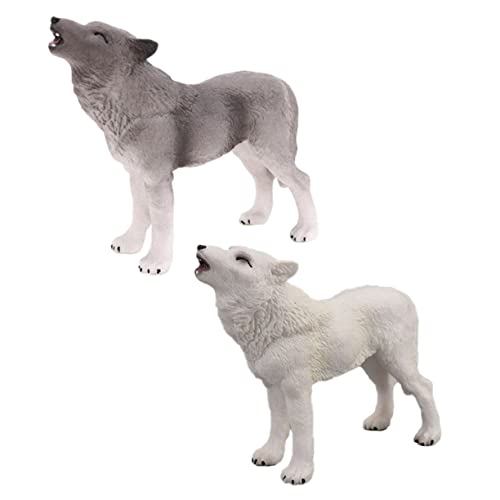 Gogogmee 2Stücke Realistische Wolf Modelle Lernspielzeug für Figuren für Tierdekoration und Bildungszwecke Lebensechte Wildtier Darstellung mit Weißem und Grauem Wolf von Gogogmee