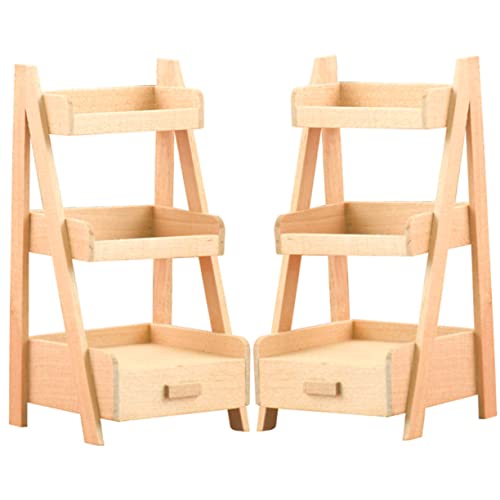 Gogogmee 2Stücke Teiliges Mini Regal für Puppenhaus Stilvolles Möbelstück zur Dekoration und Aufbewahrung für Sammler von Gogogmee