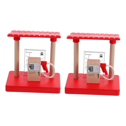 Gogogmee 2pcs Holzzug Accessoires Für Kinder, So Tun Spiele Tankstelle Modell Spaß DIY Railway Tankstelle Spielzeugbaugruppe Szenenmodell von Gogogmee