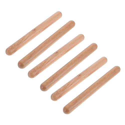 Gogogmee 3 Paare Percussion Sticks aus Rhythmische Schlaginstrumente für Natürliche Farbe für Anfänger und Musikunterricht Fördert Rhythmusgefühl und Musikalisches Talent von Gogogmee