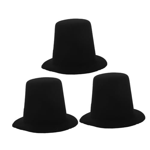 Gogogmee 3 Stück Kinderhut Puppenaccessoire Kappen Spitze gemacht rustikal Stroh Puppe obere Kappe Schneemannmütze selber Machen Puppe Zylinder Minihüte zum Basteln Miniaturhüte Stoff Black von Gogogmee