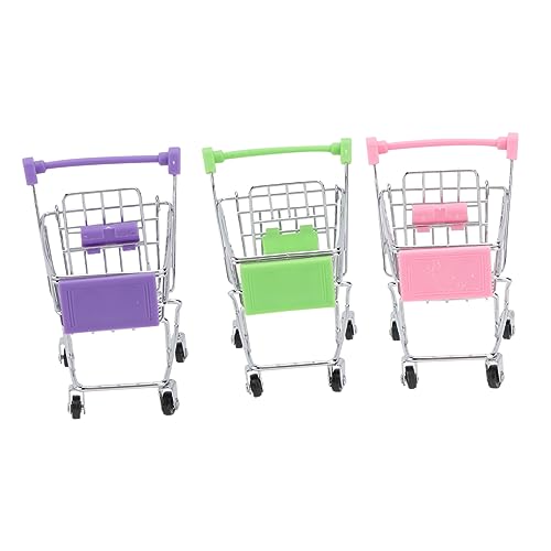 Gogogmee 3 Stück Mini Einkaufswagen für Teiliges Metall Trolley und Grün Rollenspiel Zubehör für Mädchen als Makeup Aufbewahrung und Schreibtisch Organizer von Gogogmee