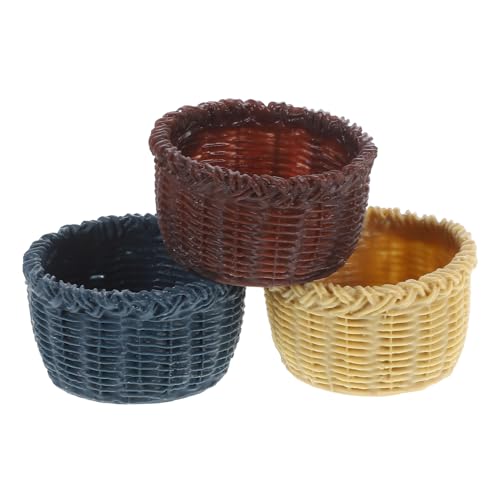 Gogogmee 3 Stück Miniaturkorb Teilig Resin Modellkorb Kreative Aufbewahrung Mini Haus Zubehör Leicht und Detailliert für Puppenhaus DIY Dekoration Kindergarten Handarbeit von Gogogmee