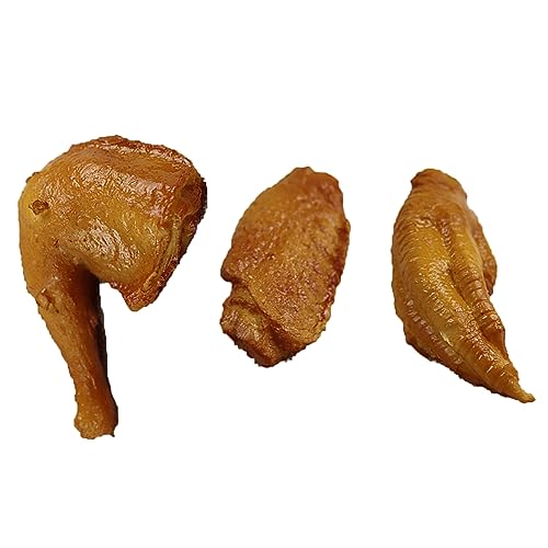 Gogogmee 3 Stück Simulation Food Modell Teiliges mit Trommelstock Hühnerflügel Mittelgelenk und Hühnerfuß Realistische Kunststoff Deko Pädagogisches und Foto Requisite Lebensnahe Imitation von Gogogmee