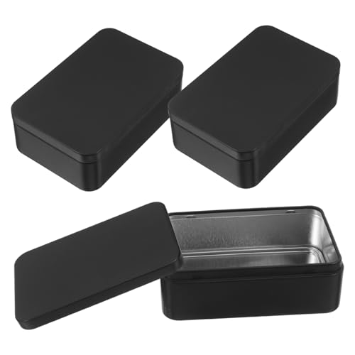 Gogogmee 3 Stück Spielkarten Aufbewahrungsbox Weißblech Stabile Kartenbox mit Viel Stauraum für Poker und Spielkarten Robust Langlebig Doppelseitig Schwarz Praktischer Organizer für von Gogogmee