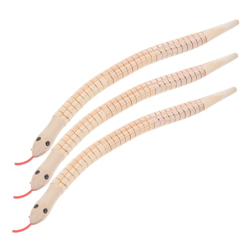 Gogogmee 3 Stück Teiliges Holz Schlangenspielzeug zum Bemalen Flexibles Bewegliches Wackelschlangen Kindgerechtes Lernspielzeug Halloween Deko Kleines Natürliches Holzspielzeug von Gogogmee