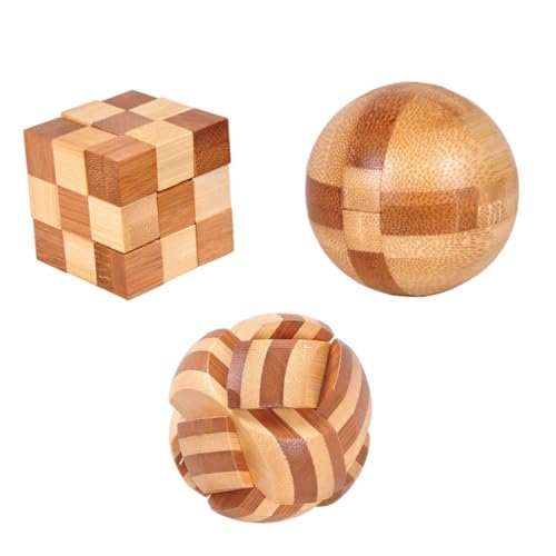 Gogogmee 3 Stück Teiliges Intelligentes Puzzle Bambus Ming Lock für Fördert Geschicklichkeit und Konzentration für Kreative Herausforderungen Pädagogisches von Gogogmee