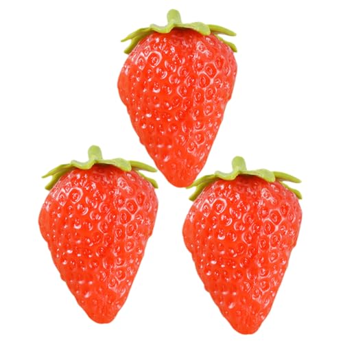 Gogogmee 3 Stück Teiliges Künstliche Erdbeeren aus Weichem PVC Realistische Deko Modelle Langlebig und Bruchsicher Leichte Fotorequisiten für Vielseitige Wohn und Schaufensterdekoration von Gogogmee