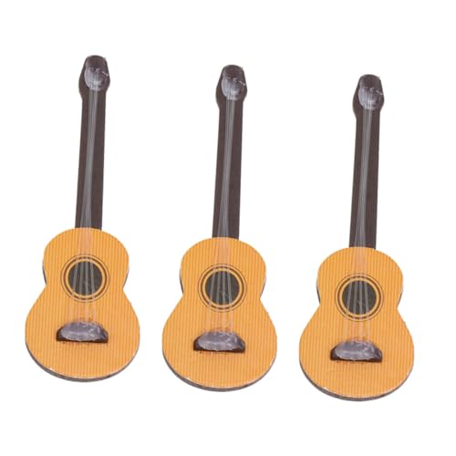 Gogogmee 3 Stück Teiliges Mini Gitarrenmodell Holzornament Musikinstrument Desktop Dekoration Mikro Szene Requisite Kreatives für Sammler und von Gogogmee