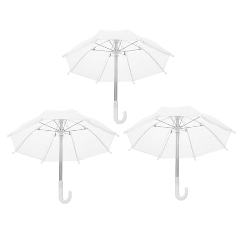 Gogogmee 3 Stück Teiliges Miniatur Dollhouse Regenschirm Mini Schirm Weiß Dekoration für Puppenhaus Handliche Mini deko für Mädchen Geeignet für Kleine Puppenzubehör von Gogogmee