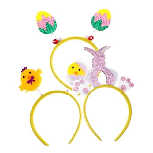 Gogogmee 3 Stück Teiliges Osterhasen stirnband mit Bunten Ei dekorationen Niedlich Cartoonhaftes Haarreif Karneval Geburtstagsfeiern und Festliche Osterveranstaltungen von Gogogmee
