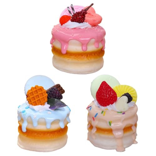Gogogmee 3 Stück Teiliges Realistische Lebensnahe Kuchenmodelle in Mischfarben Künstliche Tortendekoration als Fotorequisite Schaufensterdekoration und Lernspielzeug von Gogogmee