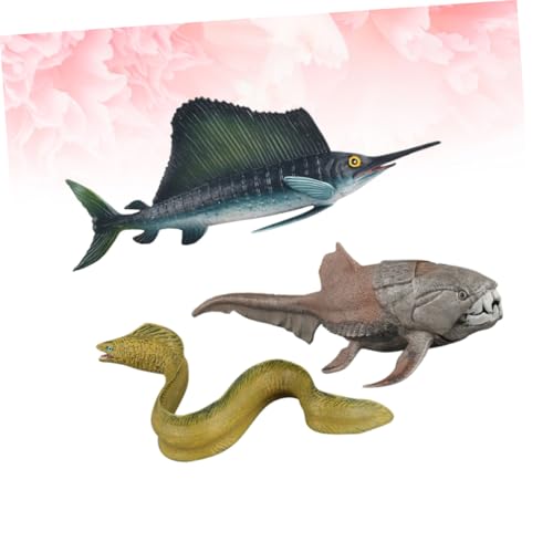 Gogogmee 3 Stück Teiliges Realistische Meerestiere Deko Segelfisch Muraenesox Cinereus Dunkleosteus aus Robustem Kunststoff Mini Figuren Sammlung für Wohn Geschäftsräume von Gogogmee