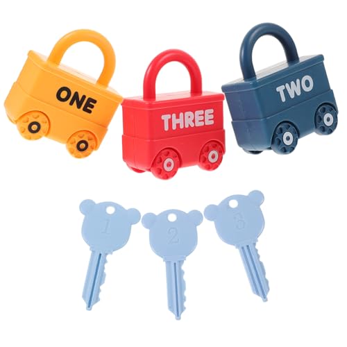 Gogogmee 3 Stück Teiliges Schlüssel Schloss Kleinkinder Fördert Feinmotorik Hand Auge koordination und Logisches Denken Bunte Fahrzeug Designs Sicher und Kindgerecht für Zufällige Farbe von Gogogmee