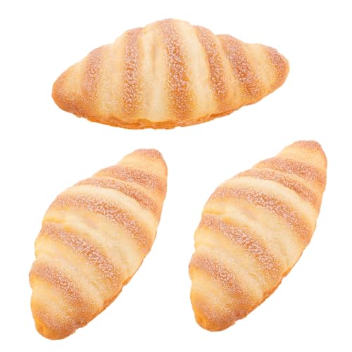 Gogogmee 3 Stück Teiliges Simulierte Croissants Realistische Künstliche Brotdekoration Lebensechte Brotsimulation für Küchendeko und Food Fotografie Leicht und Vielseitig für Schaufenster von Gogogmee
