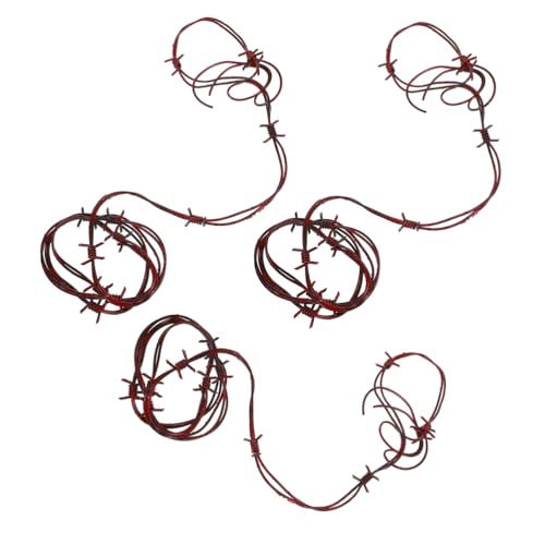 Gogogmee 3 Stück gefälschter Stacheldraht: gefälschter, verrosteter, realistischer Stacheldraht, Halloween-Ornamente – Western-Party-Dekorationen für gruselige Partys, Spukhaus-Maskenball-Requisiten von Gogogmee