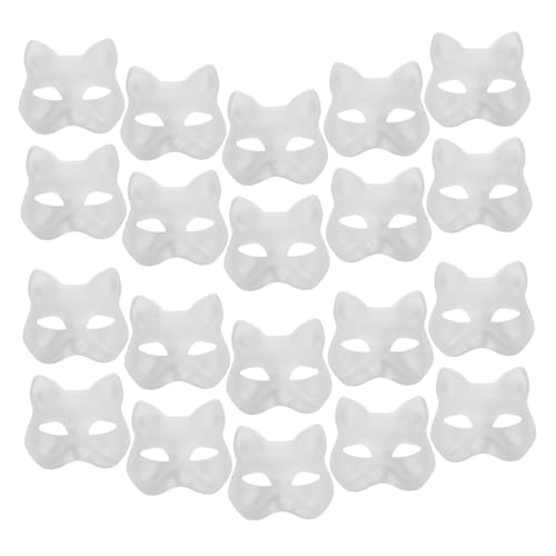 Gogogmee 30 Stück Teiliges DIY Katzenmasken aus Papier Unbemalte Weiße Blanko Masken zum Bemalen Elastisches Band Leichte Bastelmasken für Halloween Fasching Maskerade und Partyspaß von Gogogmee