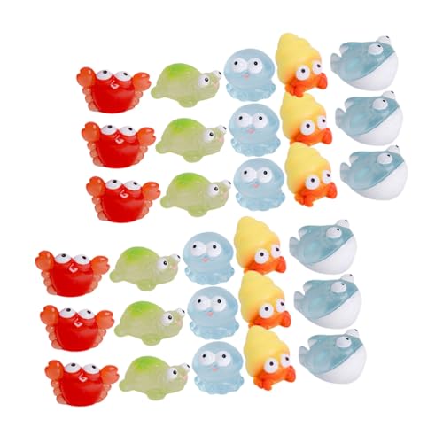 Gogogmee 30 Stück Teiliges Mini Tierfiguren Handbemalte Miniatur Meeresbewohner Deko mit Krabben Schildkröten Quallen Einsiedlerkrebsen und Haien für DIY Strand szenerien und von Gogogmee