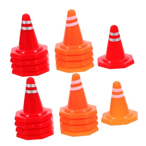 Gogogmee 30 Stück Teiliges Miniatur Verkehrsleitkegel in Rot und Orange Robustes für Verkehrssimulation für Puppenhäuser Sandtische und Baustellenmodelle von Gogogmee